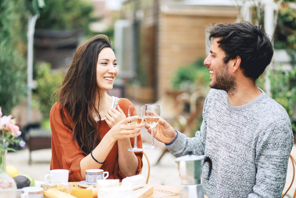 Young couple having dinner in Charleston