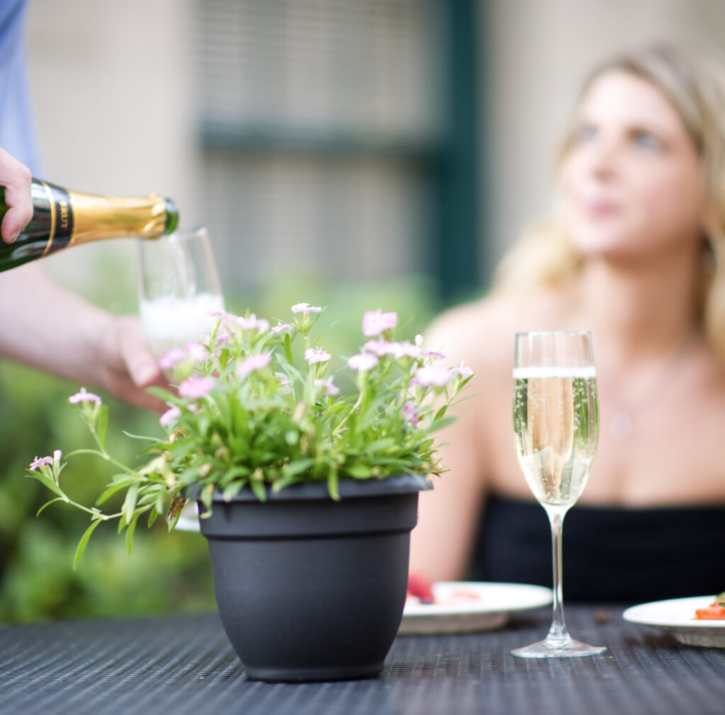 champagne on the patio